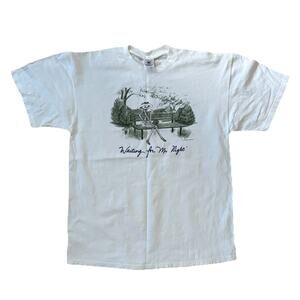 VTG Waiting For Mr Right Skeleton Lady Funny Art Print T ShirtY2k 90s Size XL